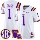 Ja'Marr Chase Jersey #1 LSU Tigers 2024 Louisiana Patch Vapor College Football White Stitched