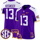 Garrett Nussmeier Jersey #13 LSU Tigers 2024 Louisiana Patch Vapor College Football Purple Alternate