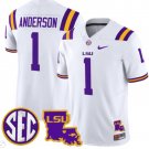 Aaron Anderson Jersey #1 LSU Tigers 2024 Louisiana Patch Vapor Limited College Football White