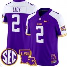 Kyren Lacy Jersey #2 LSU Tigers 2024 Louisiana Patch Vapor College Football Purple Alternate