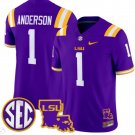 Aaron Anderson Jersey #1 LSU Tigers 2024 Louisiana Patch Vapor Limited College Football Purple