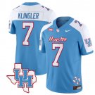 David Klingler Jersey #7 Houston Cougars Oilers Inspired Vapor College Football Blue Alternate