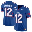 Isaiah Nwokobia Jersey #12 SMU Mustangs Icy College Football Vapor Limited Blue