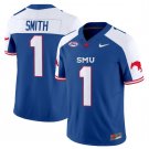 Brashard Smith Jersey #1 SMU Mustangs Icy College Football Vapor Limited Blue Alternate