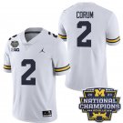 Michigan Wolverines #2 Blake Corum Jersey White National Champions College Football Stitched