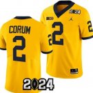 Blake Corum Jersey #2 Michigan Wolverines 2024 Football National Championship Playoff Yellow