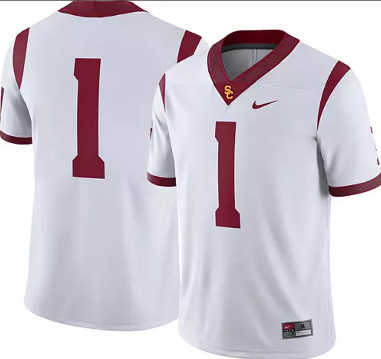USC Trojans Jersey #1 No Name White Dri-FIT Game College Football Stitched