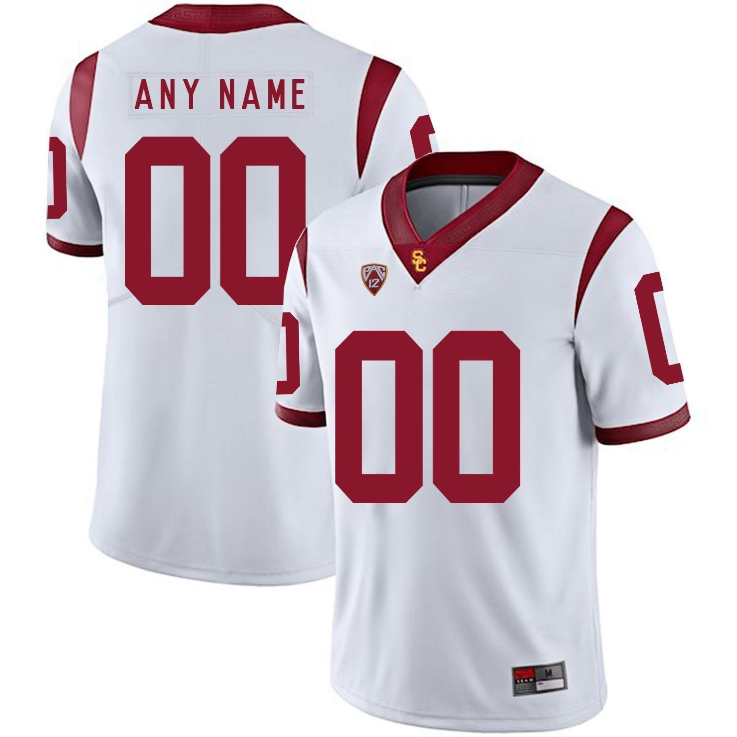 Custom USC Trojans Jersey White Name and Number College Football Stitched