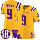 Joe Burrow Jersey #9 LSU Tigers 2024 Louisiana Patch Vapor Limited College Football Stitched Gold