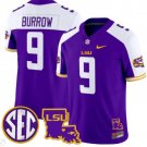 Joe Burrow Jersey #9 LSU Tigers 2024 Louisiana Patch Vapor Limited College Football Purple Alternate