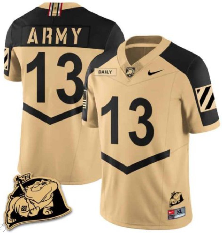 Bryson Daily Jersey Army Black Knights Jersey Rocky The Bulldog Patch Vapor Football Gold Alternate