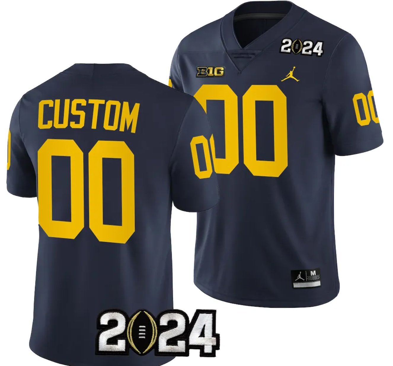 Custom Michigan Wolverines Jersey Name and Number 2024 Football National Championship Playoff Navy