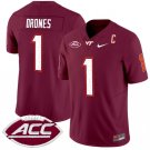Kyron Drones Jersey #1 Virginia Tech Hokies Vapor Limited College Football Maroon