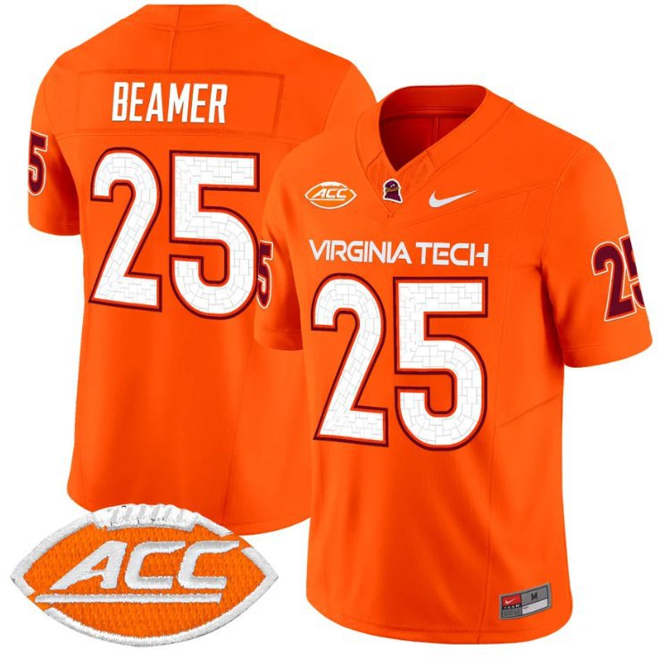 Frank Beamer Jersey #25 Virginia Tech Hokies Vapor Limited College Football Orange