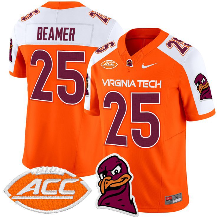 Frank Beamer Jersey #25 Virginia Tech Hokies Vapor Limited College Football Orange Alternate