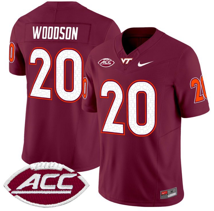 Caleb Woodson Jersey #20 Virginia Tech Hokies Vapor Limited College Football Maroon