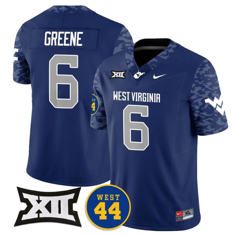 Garrett Greene Jersey West Virginia Mountaineers 2024 Vapor Limited Football Honor Jerry West Navy