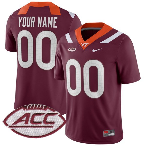 Custom Virginia Tech Hokies Jersey Name and Number College Football Maroon Home Game All Stitched
