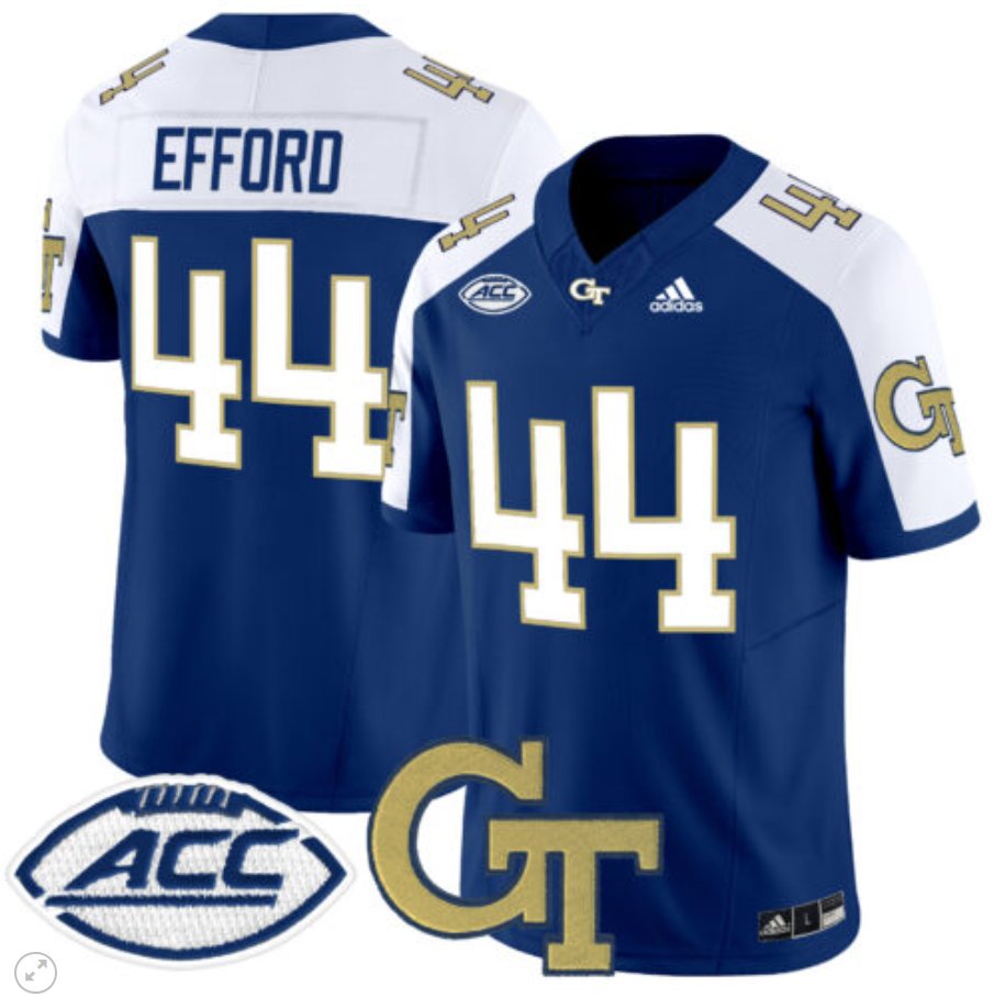 Kyle Efford Jersey #44 Georgia Tech Yellow Jackets Vapor Limited Football Navy Alternate