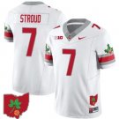 CJ Stroud Jersey #7 Ohio State Buckeyes Football Stitched Ohio Map Patch White Style 2