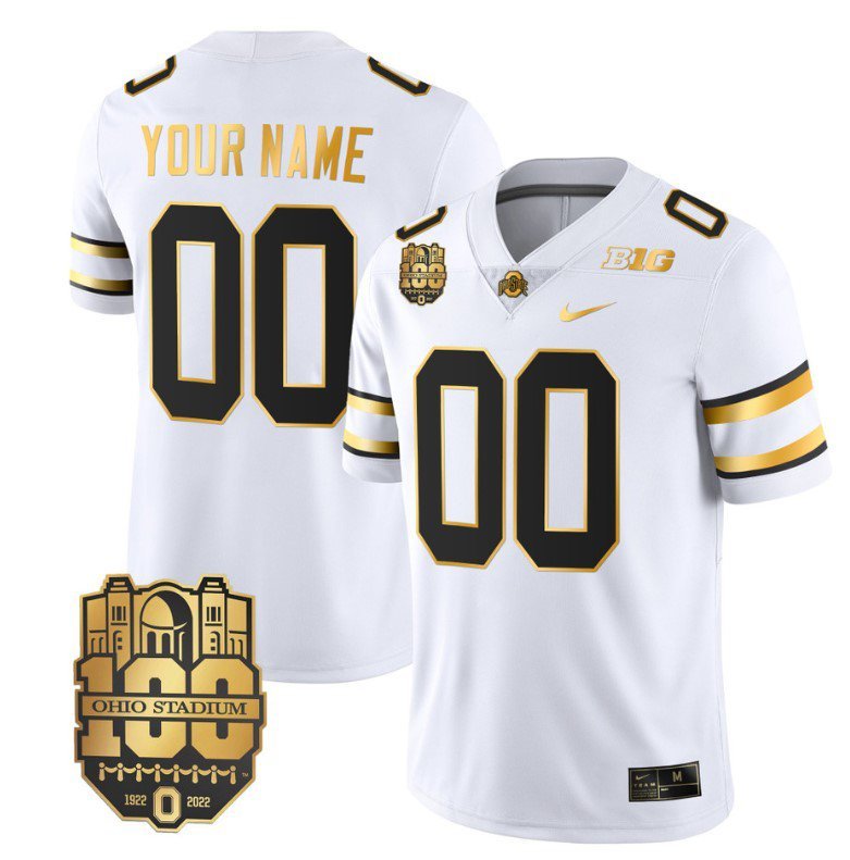 Custom Ohio State Buckeyes Jersey Name and Number College Football Stitched White Gold