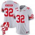 TreVeyon Henderson Jersey #32 Ohio State Buckeyes Football 2023 Brutus Buckeye Patch Gray