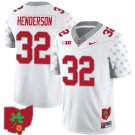 TreVeyon Henderson Jersey #32 Ohio State Buckeyes Football Ohio Map Patch White Special Style 2