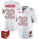 TreVeyon Henderson Jersey #32 Ohio State Buckeyes Football Stitched Ohio Map Patch White