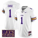 Lsu Tigers Ja’Marr Chase Jersey #1 College Football Let’s Geaux Patch Stitched White