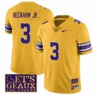Lsu Tigers Odell Beckham Jr Jersey #3 College Football Let’s Geaux Patch Stitched Yellow