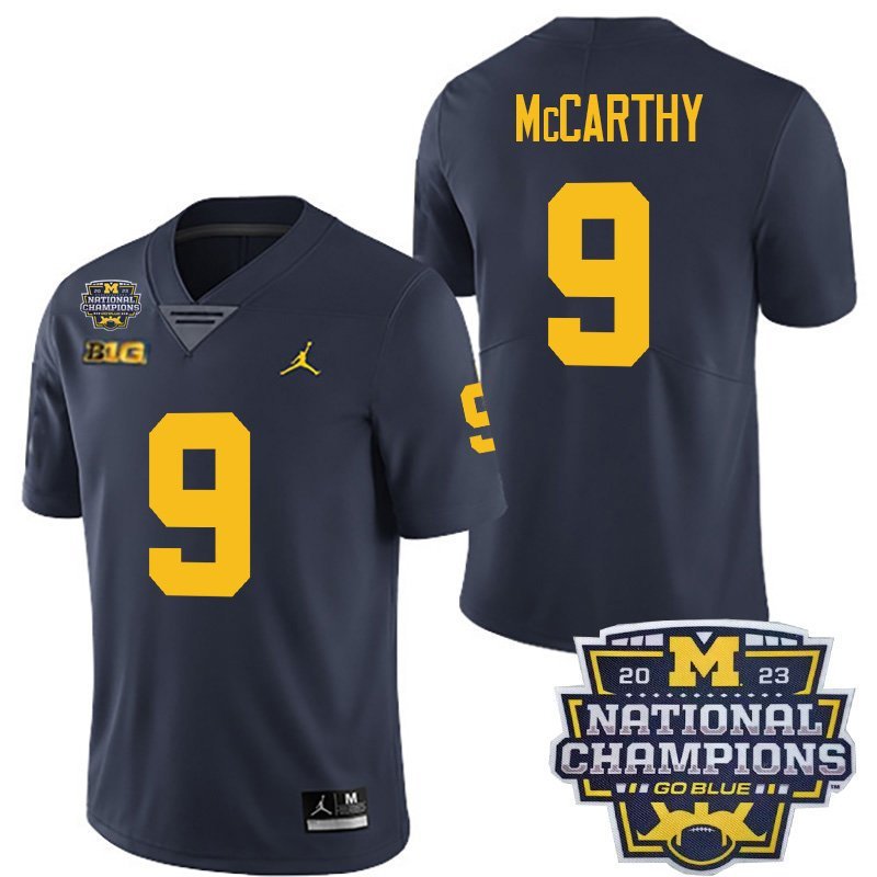 Michigan Wolverines #9 J.J. McCarthy Jersey Navy National Champions College Football