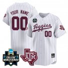 Custom Texas AM Aggies Jersey 2024 College World Series Vapor Premier Limited White Pinstripe