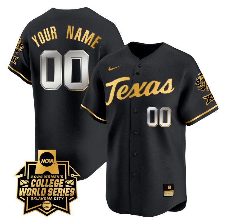 Custom Texas AM Aggies Jersey 2024 World Series Champions Vapor Premier Limited Baseball Black Gold