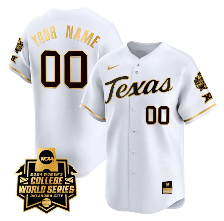 Custom Texas AM Aggies Jersey 2024 College World Series Champions Vapor Premier White Gold