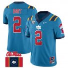 Jaxson Dart Jersey #2 Ole Miss Rebels Football Ole Miss Flag All Stitched Blue Number Red
