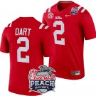 Jaxson Dart Jersey #2 Ole Miss Rebels Peach Bowl Patch 2024 College Football Red