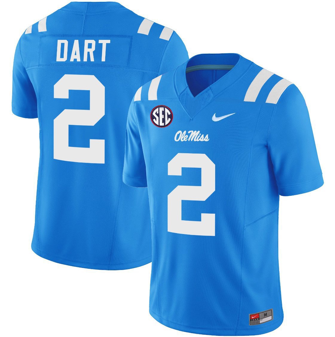 Ole Miss Rebels #2 Jaxson Dart Jersey Powder Blue College Football Vapor Limited All Stitched