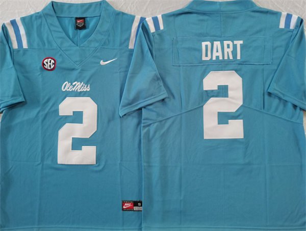 Ole Miss Rebels #2 Jaxson Dart Jersey Light Blue F.U.S.E. Limited Football Game