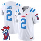 Jaxson Dart Jersey #2 Ole Miss Rebels Vapor Limited College Football Stitched 2024 White