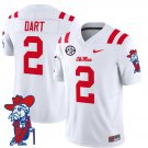 Jaxson Dart Jersey #2 Ole Miss Rebels Vapor Limited College Football Stitched White