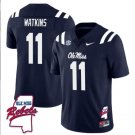 Jordan Watkins Jersey #11 Ole Miss Rebels Football Ole Map All Stitched Navy