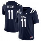 Jordan Watkins Jersey #11 Ole Miss Rebels Football All Stitched Navy