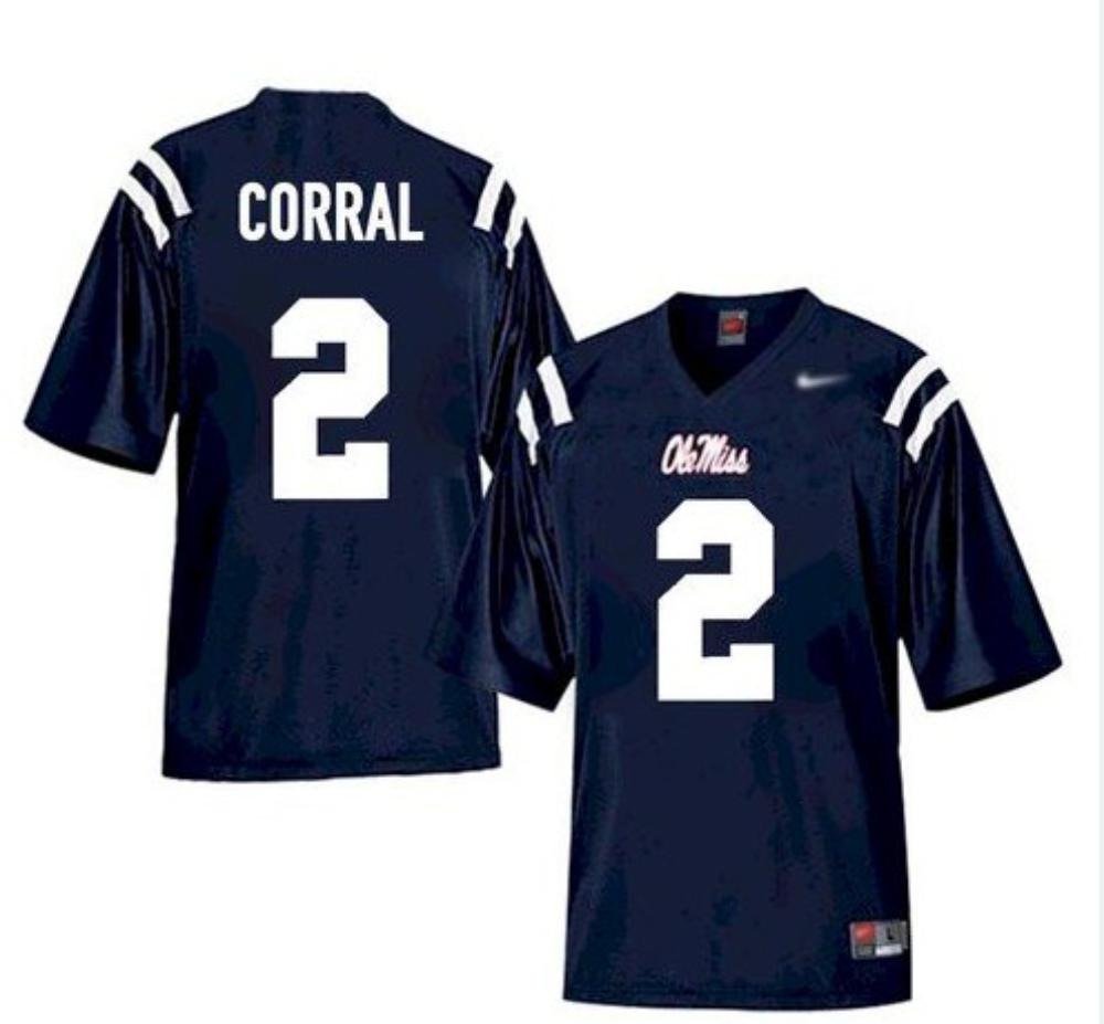Matt Corral #2 Ole Miss Rebels Jersey Navy