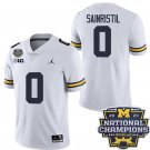 Michigan Wolverines #0 Mike Sainristil Jersey White National Champions College Football Stitched