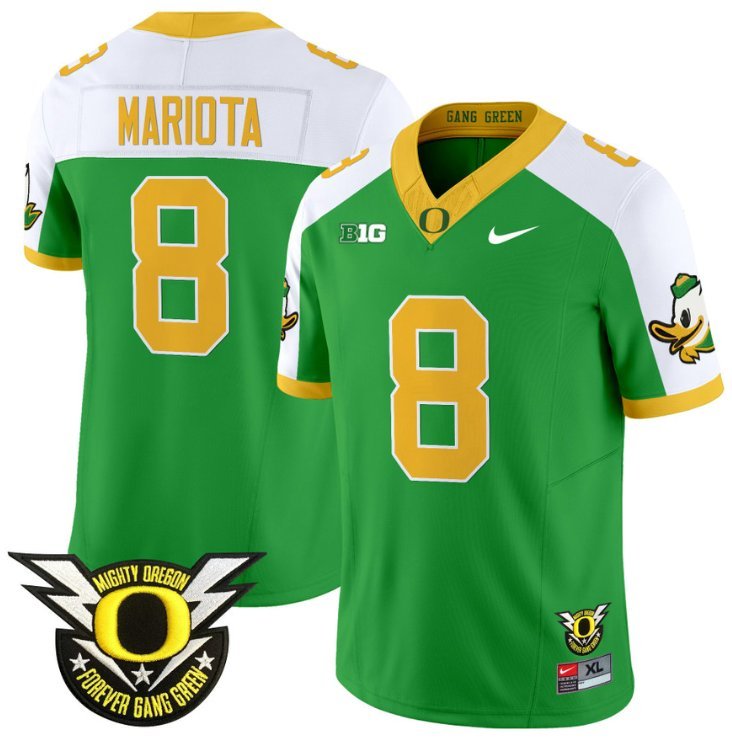 Marcus Mariota Jersey #8 Oregon Duck Forever Gang Green Football Green Alternate
