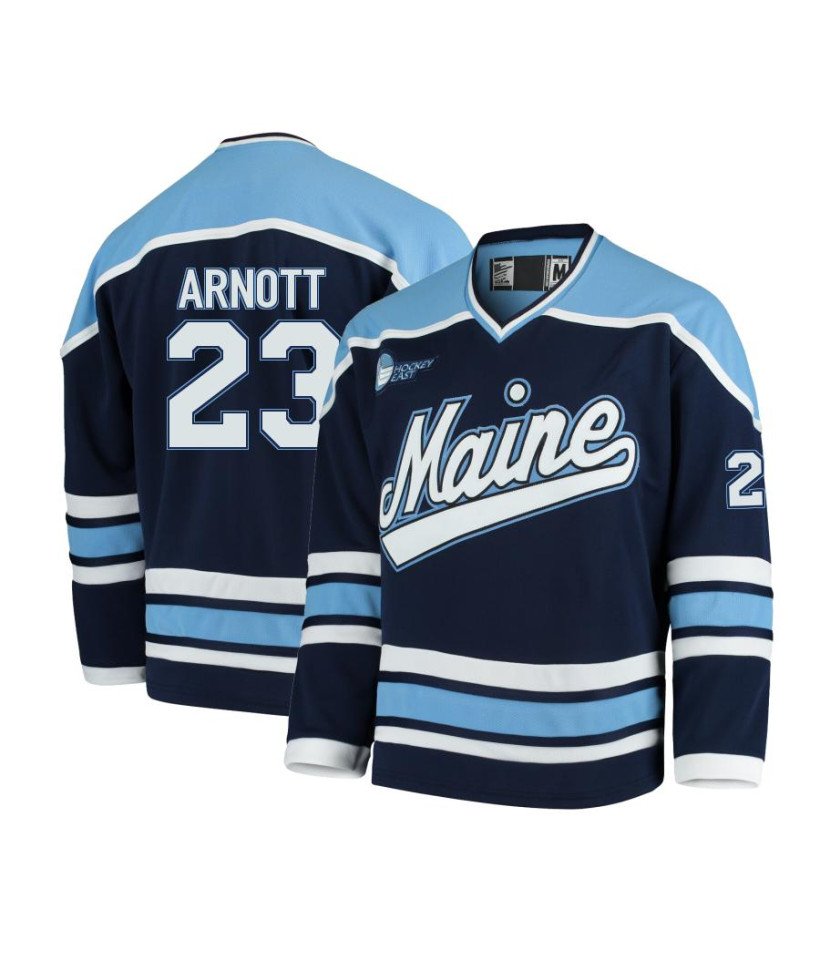 Maine Black Bears #23 Grayson Arnott Navy Hockey Jersey College NCAA 2024