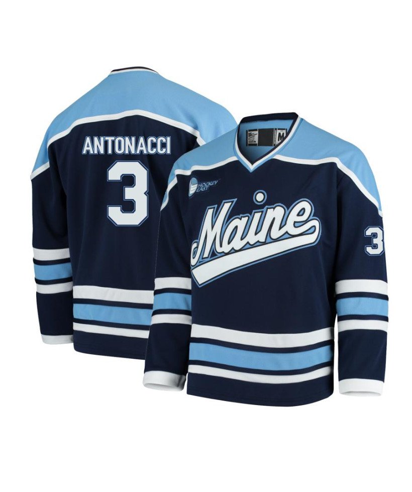 Maine Black Bears #3 Luke Antonacci Navy Hockey Jersey College NCAA 2024