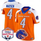 Maddux Madsen Jersey #4 Boise State Broncos 2025 Fiesta Bowl Patch Vapor Orange