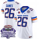 Sire Gaines Jersey #26 Boise State Broncos 2024 Championship Vapor White