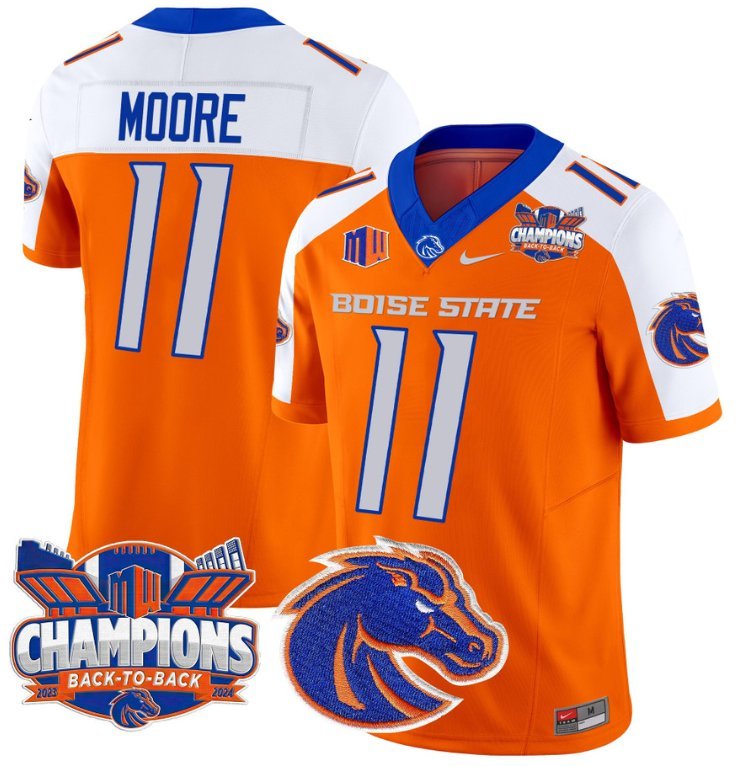 Kellen Moore Jersey #11 Boise State Broncos Back To Back Champions Orange Alternate